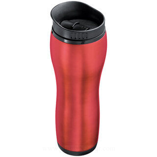 Thermal mug with stainless steel coating and sliding ledge