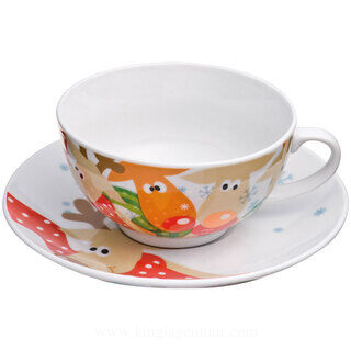 Porcelain teapot and mug with elk design 3. picture
